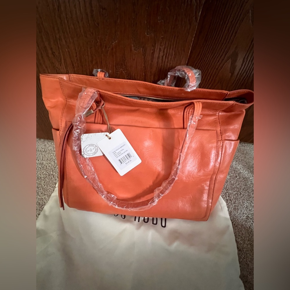 HOBO Women's Vibrant Orange Leather Hobo Bag
